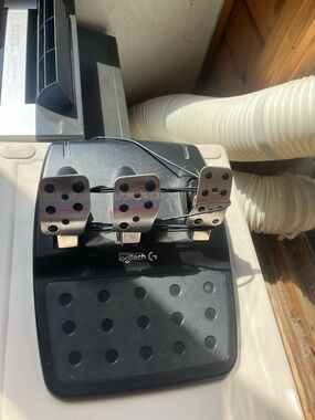 Logitech G Black Base Racing Pedals with Silver Metal Faces